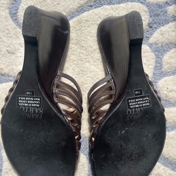 Franco Sarto leather women’s sz 7.5 wedge slide sandal - Picture 5 of 5